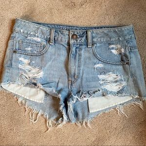 High Rise Light Denim Shorts